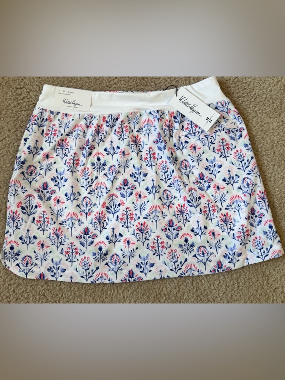 Walter Hagen White Mini Skort wNavy & Pink Floral Motif Tennis/Golf